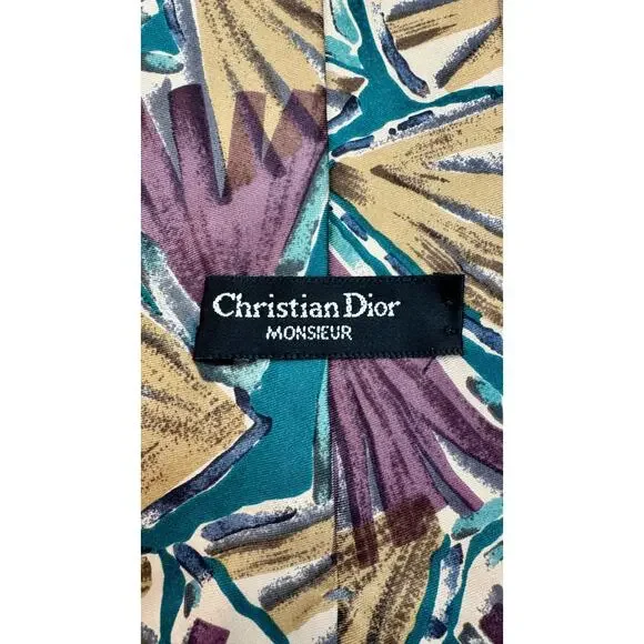 Christian Dior Abstract Print Silk Necktie - Picture 8 of 10
